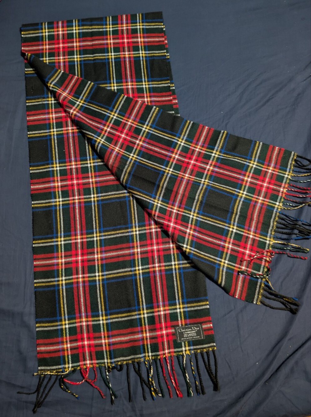 Dior Men’s Black, Red & Blue Tartan Scarf